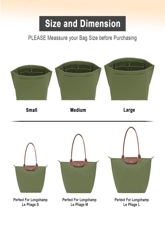 LOUKAYCCI منظم حقيبة يد LOUKAYCCI لحقيبة Longchamp Le Pliage M، مصنوع من اللباد، منظم حقيبة Longchamp Tote مع كوب (أخضر، متوسط) - Image 4